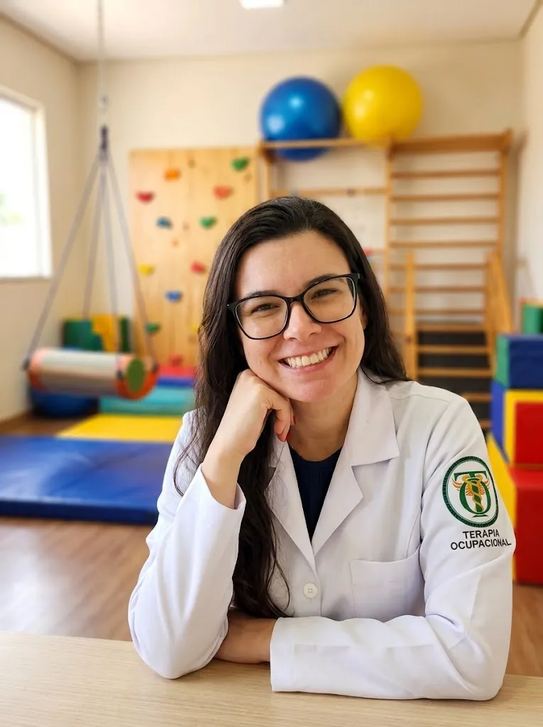 Mariana Messias, terapeuta ocupacional, em seu consultório de integração sensorial